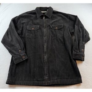 Great Lakes Recreation Vintage Zip Shirt Jacket Cordoroy Black Size L